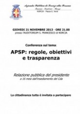 Giovedì 21 novembre, alle ore 21, Conferenza dell’Azienda Pubblica “Fusconi-Lombrici-Renzi”
