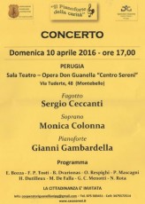 Perugia: Il Pianoforte della carità, un concerto allIstituto Don Guanella, domenica 10 aprile. Unoccasione da non perdere – un fagotto, un soprano, un  pianoforte – insieme per fare un po di bene